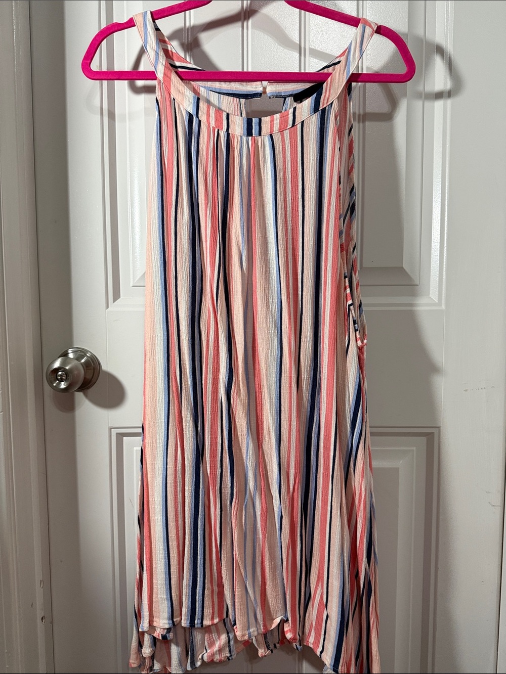 Lane Bryant Coral, Navy & White Striped Tank Top